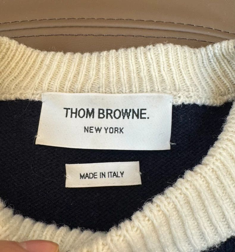 Thom Browne Thom Browne Navy Thick Wool Knit Sweater - dmc Size US M / EU 48-50 / 2 - 2 Thumbnail