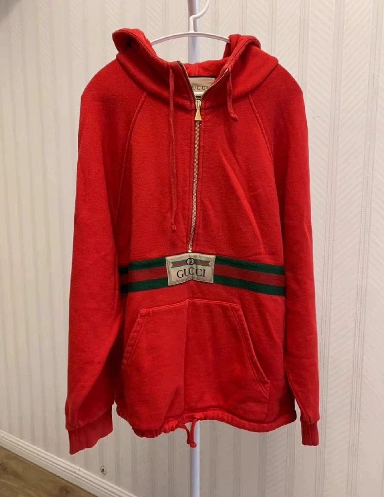 Gucci Gucci Red Hoodie with Drawstring and Zip - dmc Size US XS / EU 42 / 0 - 2 Thumbnail