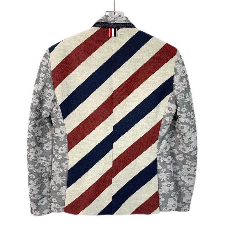 Thom Browne Thom Browne Gray Floral Stripe Blazer Jacket - dmc Size US M / EU 48-50 / 2 - 2 Thumbnail