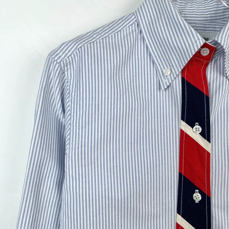 Thom Browne Thom Browne Long Sleeve Striped Shirt with Tie - dmc Size US S / EU 44-46 / 1 - 3 Thumbnail