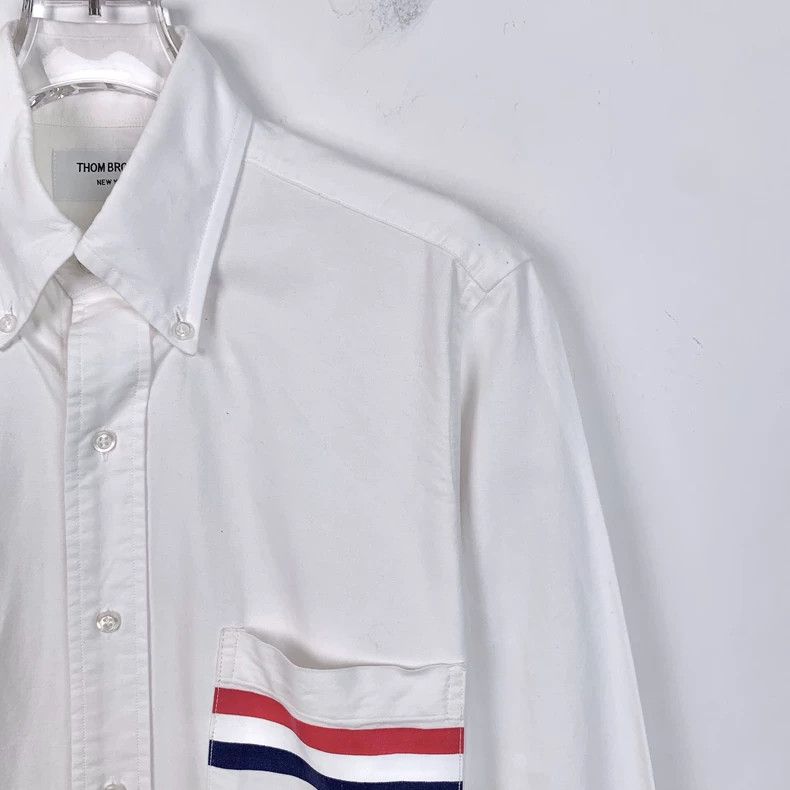 Thom Browne Thom Browne White Oxford Shirt with Pocket - dmc Size US XS / EU 42 / 0 - 3 Thumbnail
