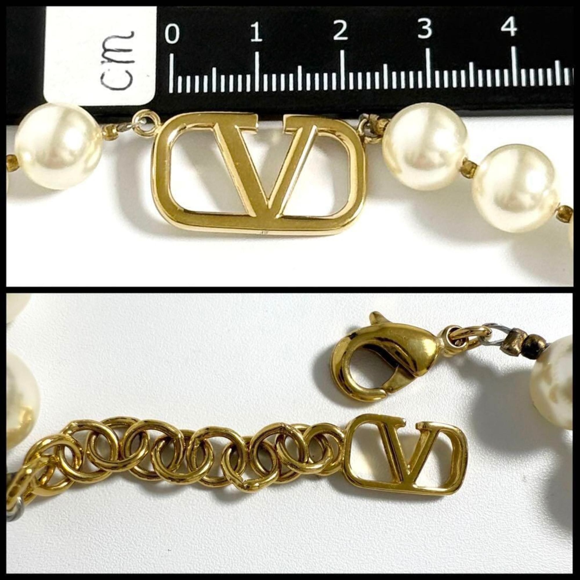 Valentino Valentino Women's V Logo Pearl Bead Necklace Size ONE SIZE - 8 Thumbnail