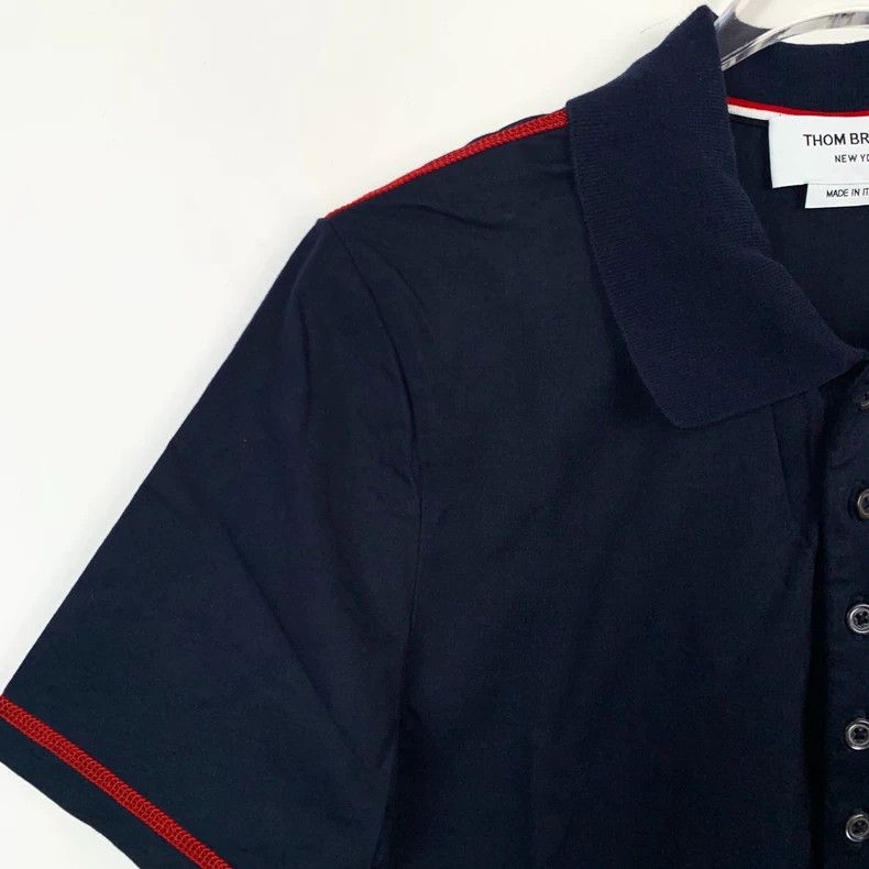 Thom Browne Thom Browne Navy Polo Shirt with Red Trim - dmc Size US XS / EU 42 / 0 - 3 Thumbnail