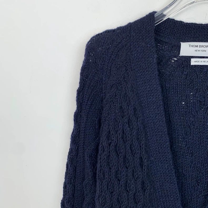 Thom Browne Thom Browne Navy Wool Knit Cardigan with Belt - dmc Size US S / EU 44-46 / 1 - 3 Thumbnail