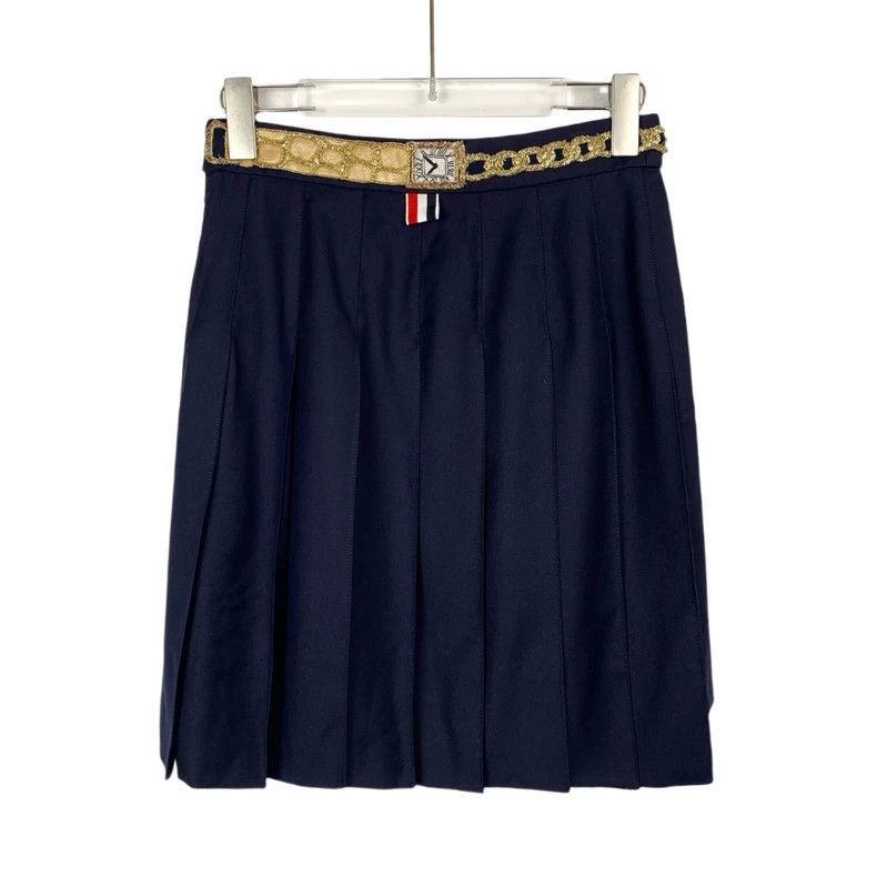 Thom Browne Thom Browne Navy Pleated Skirt with Design - dmc Size US 36 / EU 52 - 2 Thumbnail