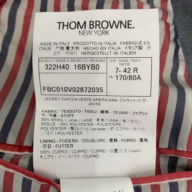 Thom Browne Thom Browne Gray Wool Single-Breasted Blazer - dmc Size US L / EU 52-54 / 3 - 7 Thumbnail
