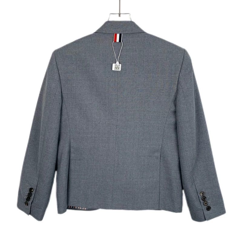 Thom Browne Thom Browne Gray Wool Single-Breasted Blazer - dmc Size US L / EU 52-54 / 3 - 2 Thumbnail