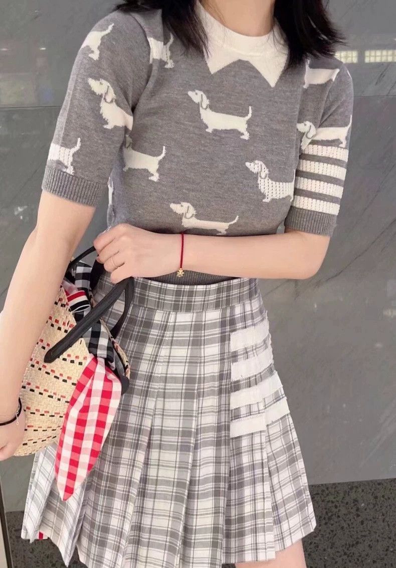 Thom Browne Thom Browne Plaid Pleated Cotton Skirt - dmc Size US 31 - 9 Thumbnail
