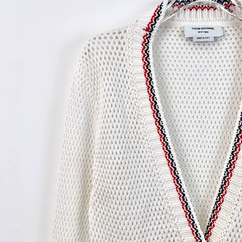Thom Browne Thom Browne White Knit V-Neck Cardigan - dmc Size US M / EU 48-50 / 2 - 3 Thumbnail