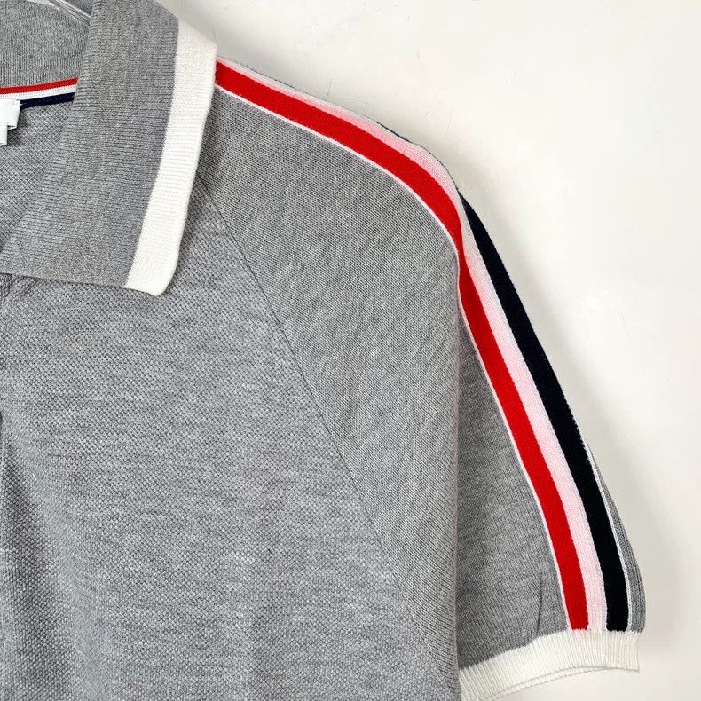 Thom Browne Thom Browne Gray Striped Cotton Polo Shirt - dmc Size US XS / EU 42 / 0 - 3 Thumbnail