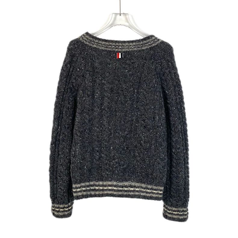 Thom Browne Thom Browne Dark Gray Striped Wool Cardigan - dmc Size US XS / EU 42 / 0 - 2 Thumbnail