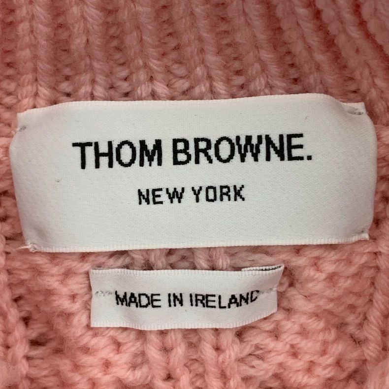 Thom Browne Pink Classic Wool Knit Sweater with Collar - dmc Size US S / EU 44-46 / 1 - 6 Thumbnail