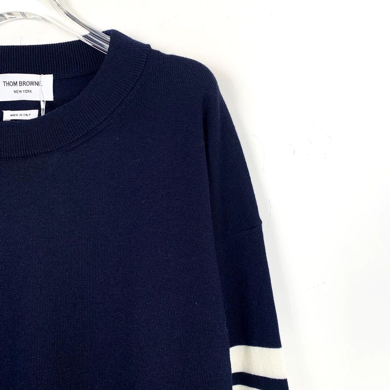 Thom Browne Thom Browne Classic Navy Long Sleeve Knit Sweater - dmc Size US S / EU 44-46 / 1 - 3 Thumbnail