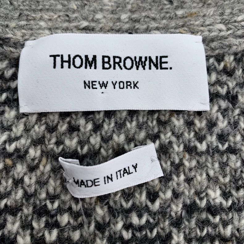 Thom Browne Thom Browne Gray Logo Knit Cardigan Sweater - dmc Size US M / EU 48-50 / 2 - 5 Thumbnail