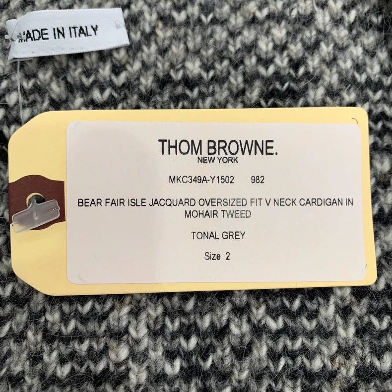 Thom Browne Thom Browne Gray Logo Knit Cardigan Sweater - dmc Size US M / EU 48-50 / 2 - 6 Thumbnail