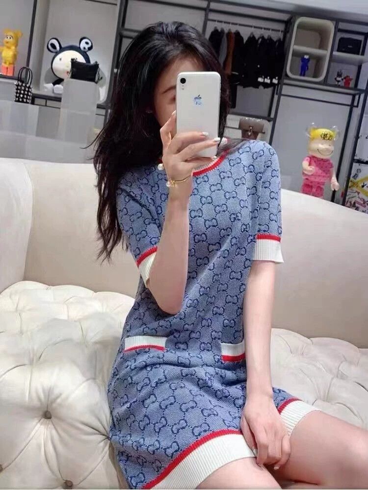 Gucci Gucci Blue Logo Knit Dress Size S - dmc Size US S / EU 44-46 / 1 - 6 Thumbnail