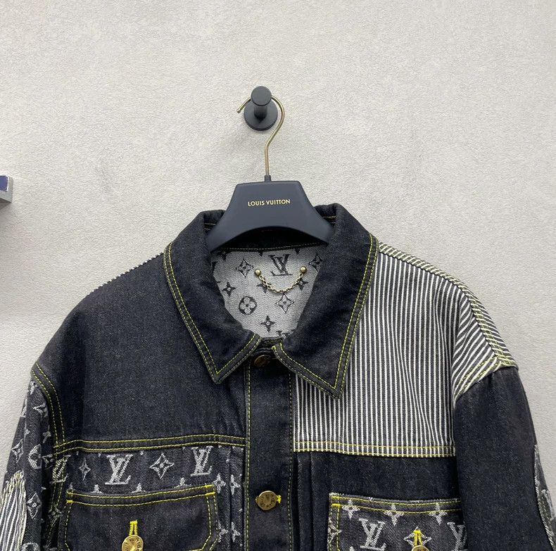 Louis Vuitton Louis Vuitton Black Denim Jacket with Pattern - dmc Size US L / EU 52-54 / 3 - 4 Thumbnail
