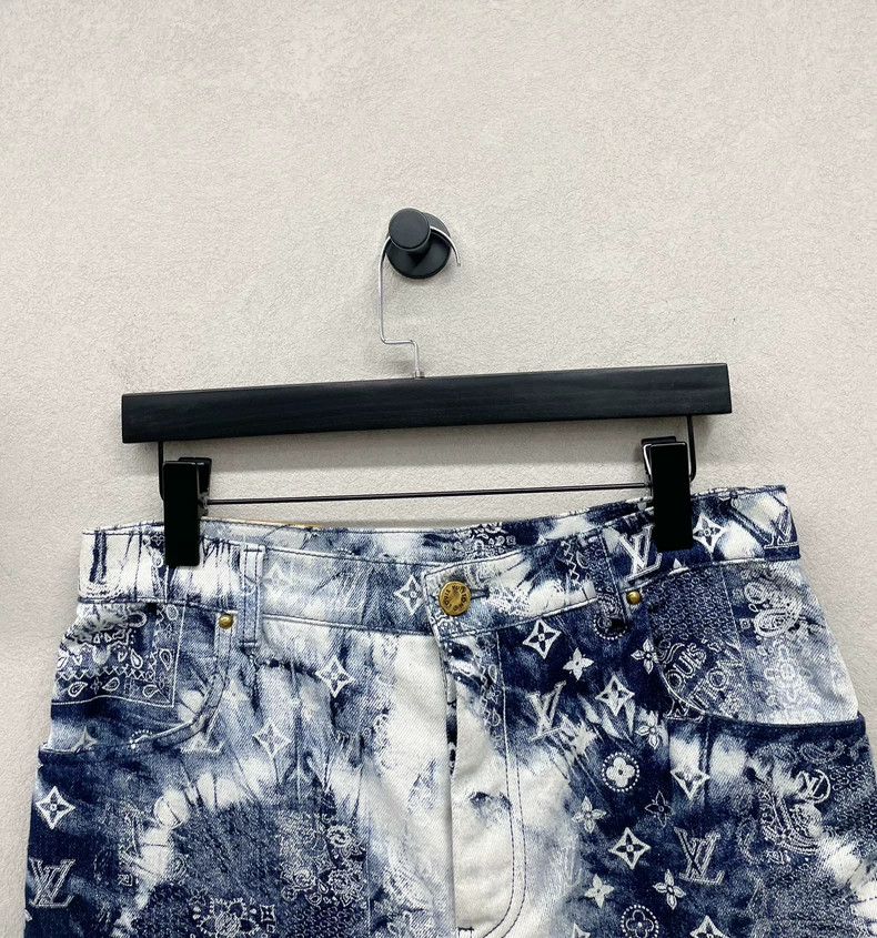 Louis Vuitton LV Flower Pattern Denim Shorts Size 29 - dmc Size US 29 - 4 Thumbnail