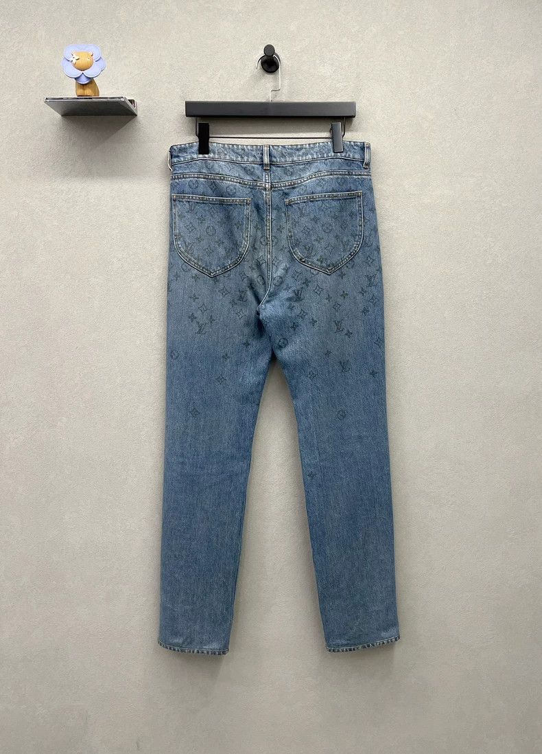 Louis Vuitton Gradient Blue Denim Pants with Print - dmc Size US 32 / EU 48 - 2 Thumbnail