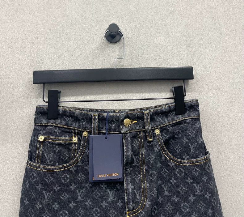 Louis Vuitton Black Printed Straight Cut Denim Pants - dmc Size US 36 / EU 52 - 4 Thumbnail