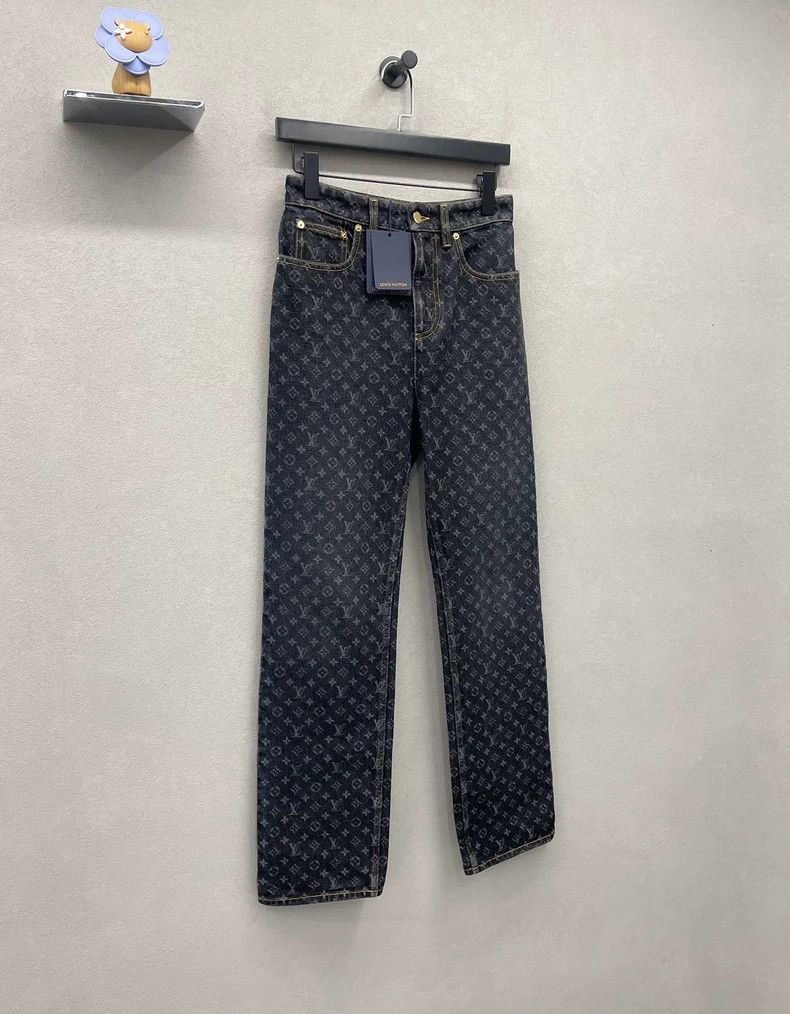 Louis Vuitton Black Printed Straight Cut Denim Pants - dmc Size US 36 / EU 52 - 3 Thumbnail