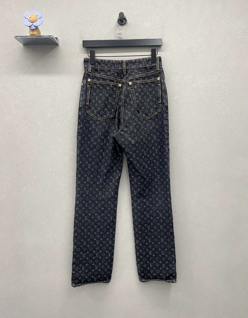 Louis Vuitton Black Printed Straight Cut Denim Pants - dmc Size US 36 / EU 52 - 2 Thumbnail