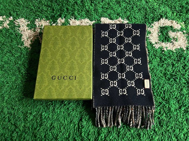 Gucci Gucci Wool Scarf with Logo Pattern - dmc Size ONE SIZE - 7 Thumbnail