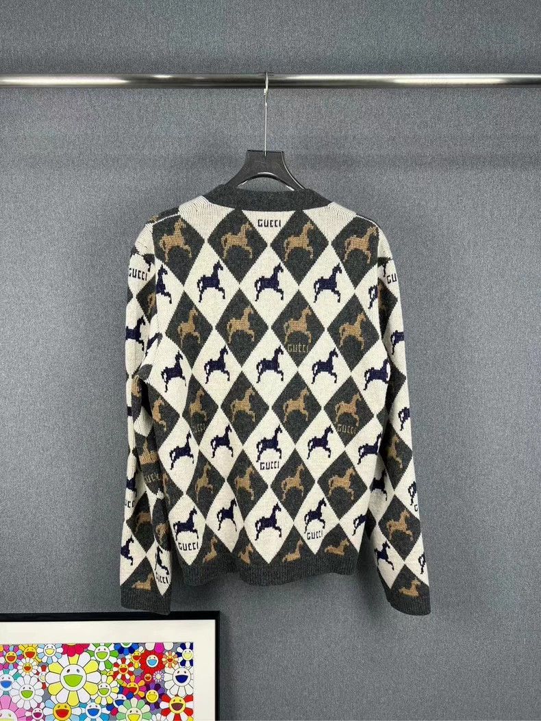 Gucci GUCCI Diamond Pattern Wool Cardigan Sweater - dmc Size US M / EU 48-50 / 2 - 2 Thumbnail