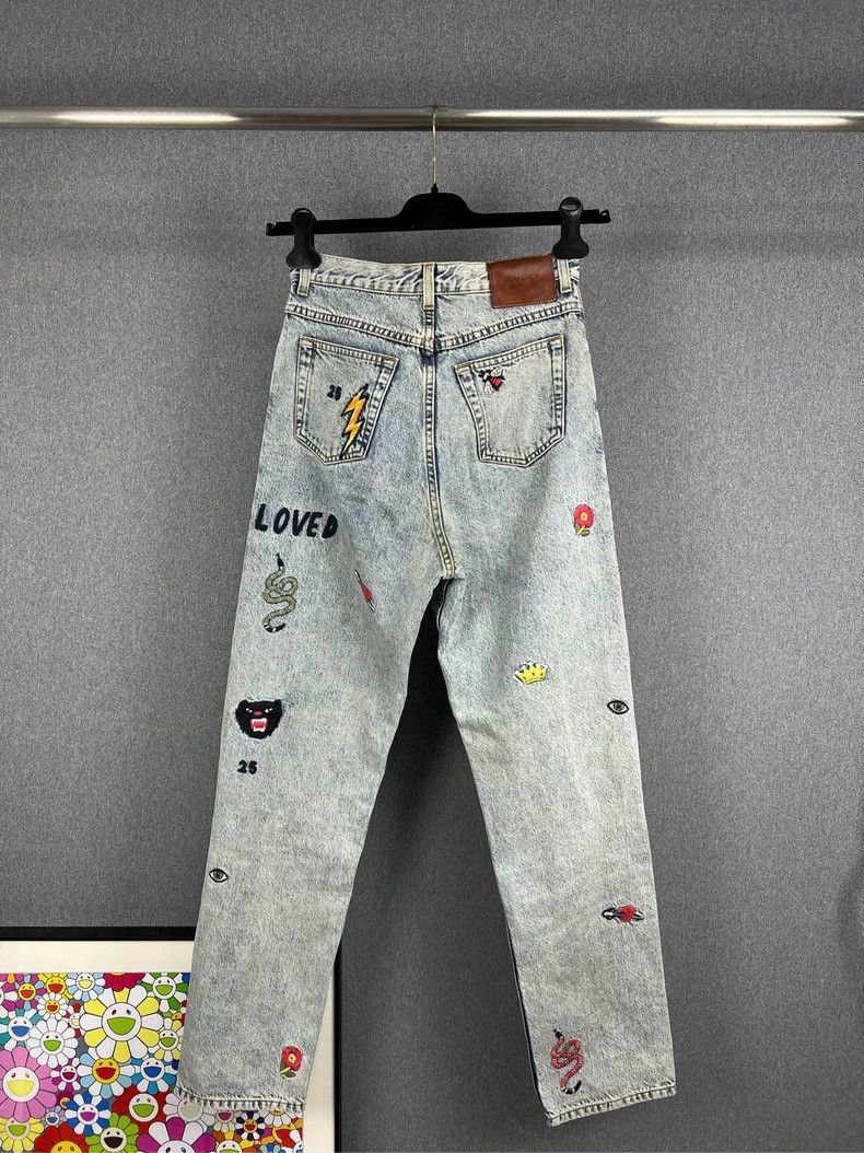 Gucci Gucci Cartoon Embroidered Denim Pants - dmc Size US 26 / EU 42 - 2 Thumbnail