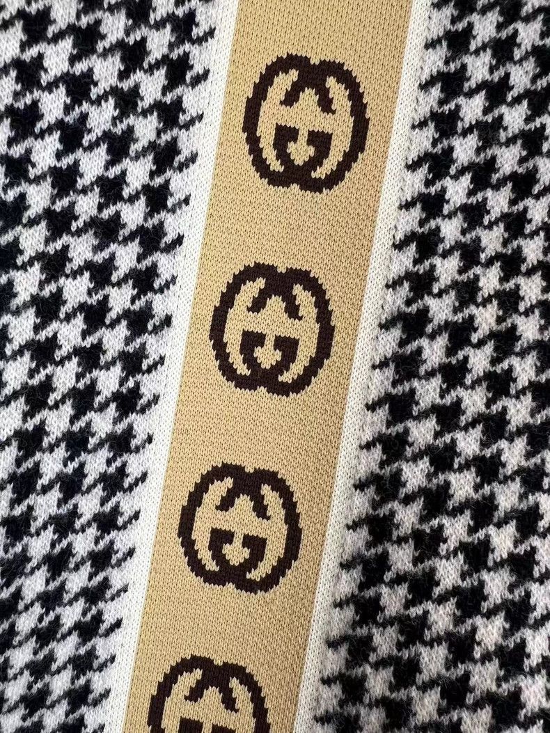 Gucci Gucci Double G Houndstooth Wool Scarf - dmc Size ONE SIZE - 3 Thumbnail