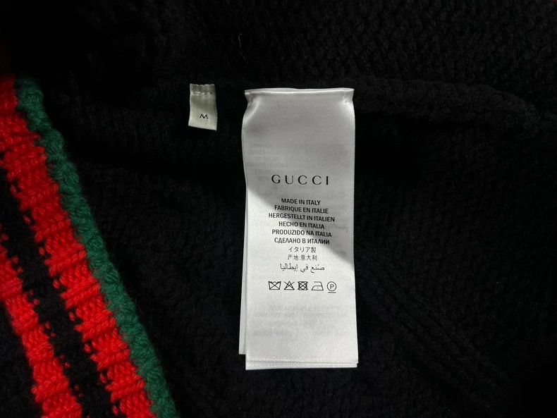 Gucci Gucci Black Knit Cardigan with Red Green Stripes - dmc Size US M / EU 48-50 / 2 - 3 Thumbnail