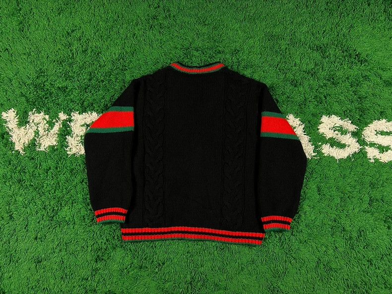 Gucci Gucci Black Knit Cardigan with Red Green Stripes - dmc Size US M / EU 48-50 / 2 - 2 Thumbnail