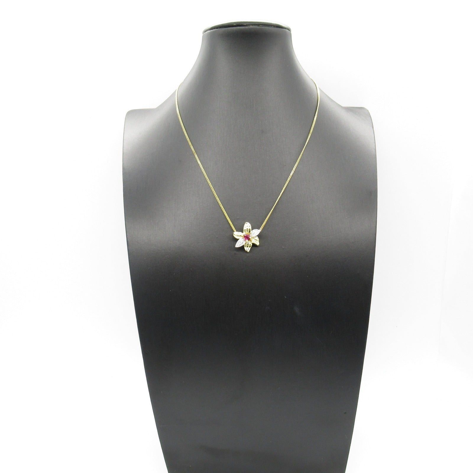 Tiffany & Co. Tiffany Co Flower Motif Ruby Diamond Necklace K18 (Yellow Gold) Red Clear Size ONE SIZE - 5 Thumbnail