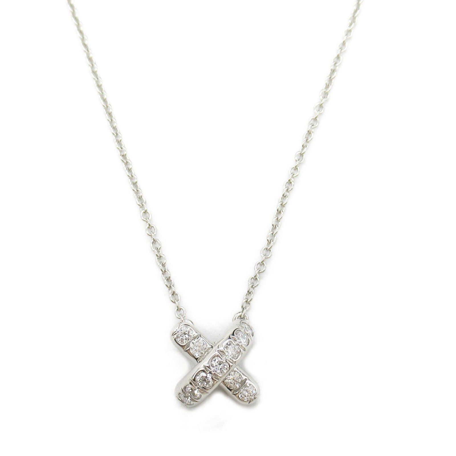 Tiffany & Co. Tiffany Co Cross-Stitch Necklace Diamond Pt950 Platinum Clear Size ONE SIZE - 2 Thumbnail