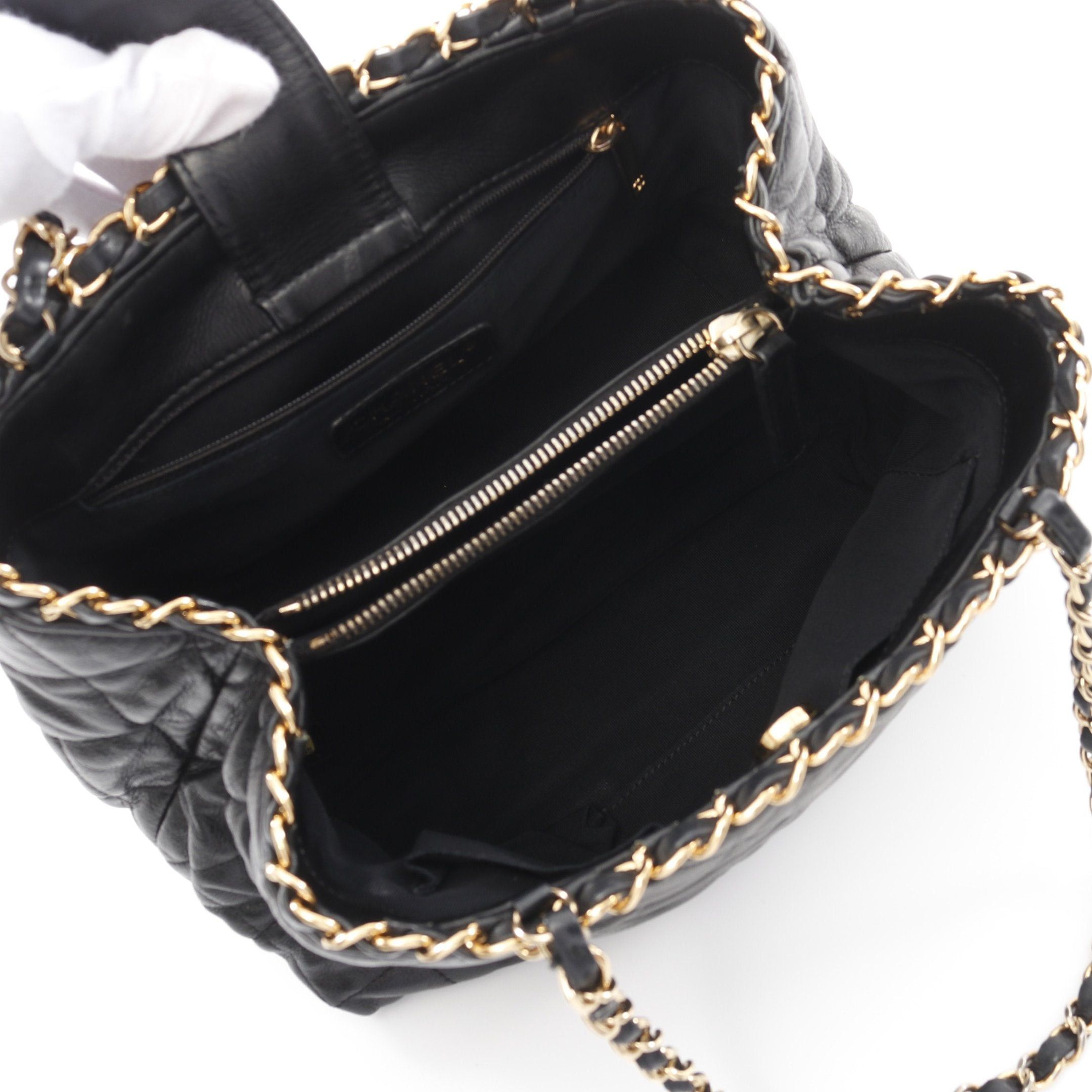 Chanel Chanel Chain Me Matelasse Handbag Tote Bag Lambskin Black Gold Hardware Size ONE SIZE - 3 Thumbnail