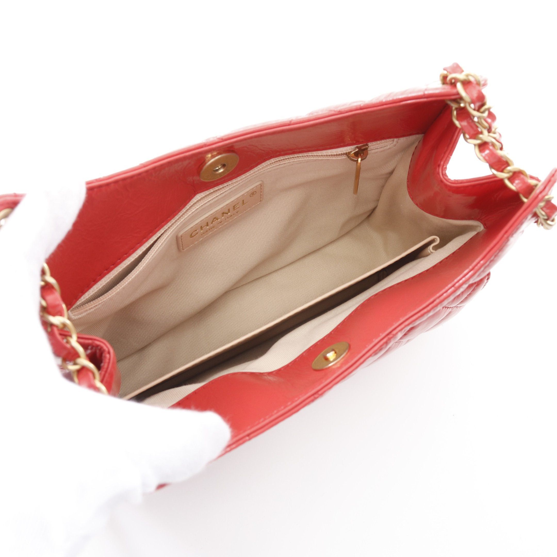 Chanel Chanel Matelasse Hobo Chain Shoulder Bag Leather Orange Red Gold Hardware Size ONE SIZE - 3 Thumbnail