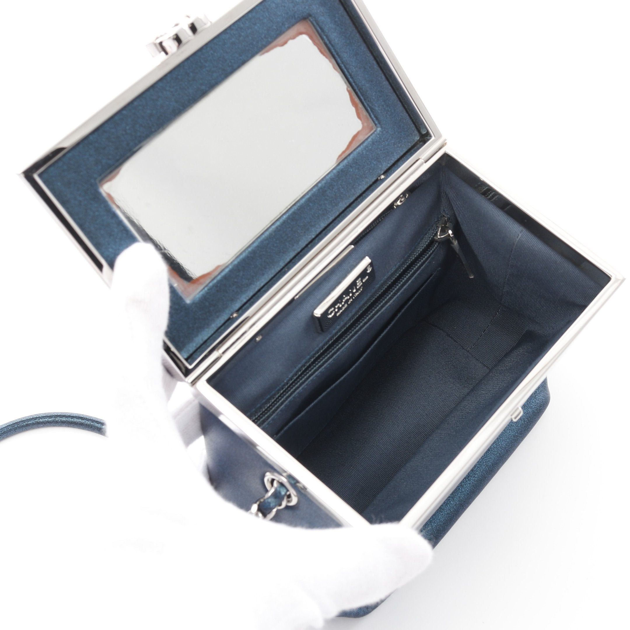 Chanel Chanel Coco Mark Vanity Bag Shoulder Leather Blue Green Silver Hardware Size ONE SIZE - 3 Thumbnail