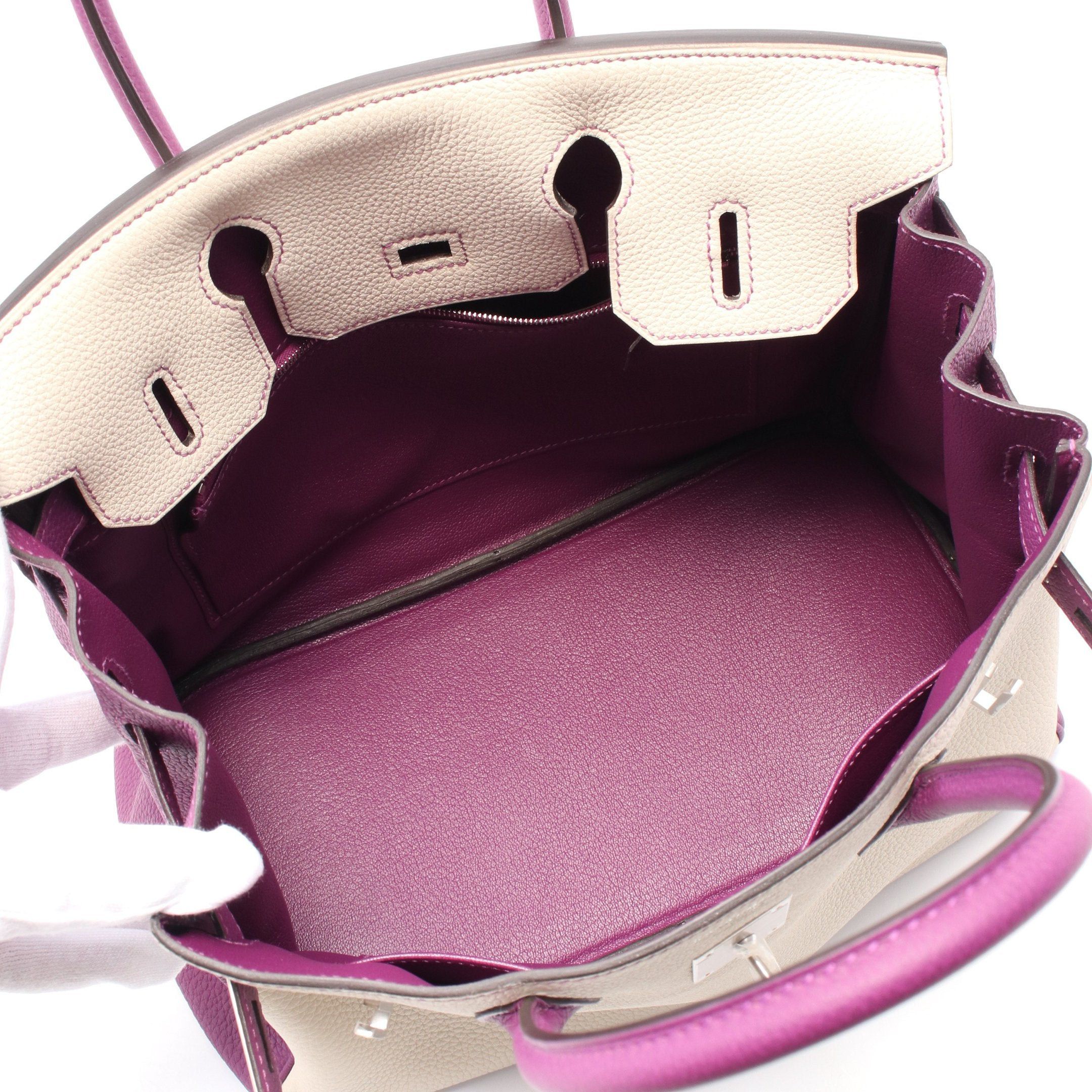 Hermes Hermes Birkin 30 Betton Anemone Handbag Togo Ivory Purple Matte Silver Hardware Personal Order Y Stamp Size ONE SIZE - 3 Thumbnail