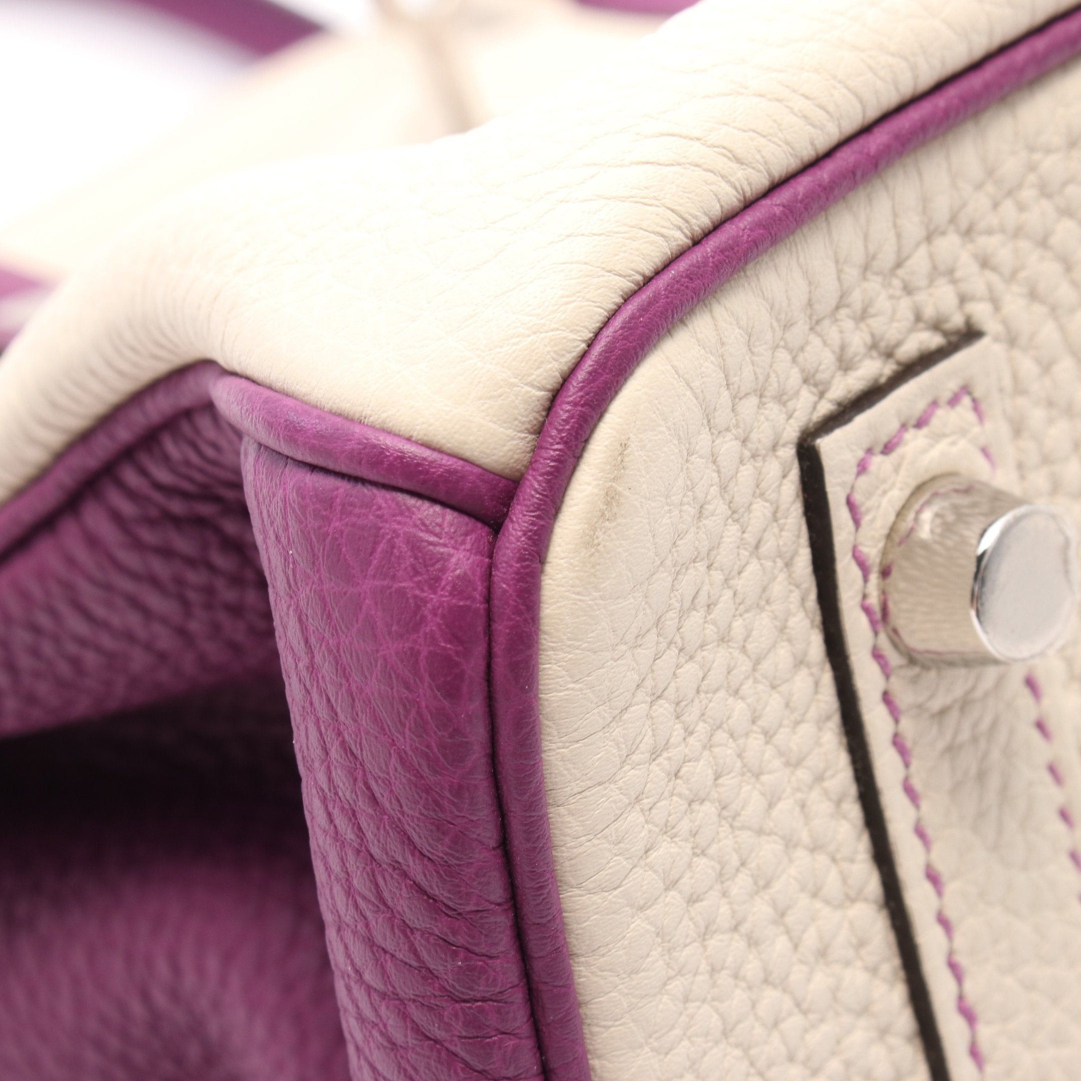 Hermes Hermes Birkin 30 Betton Anemone Handbag Togo Ivory Purple Matte Silver Hardware Personal Order Y Stamp Size ONE SIZE - 7 Thumbnail