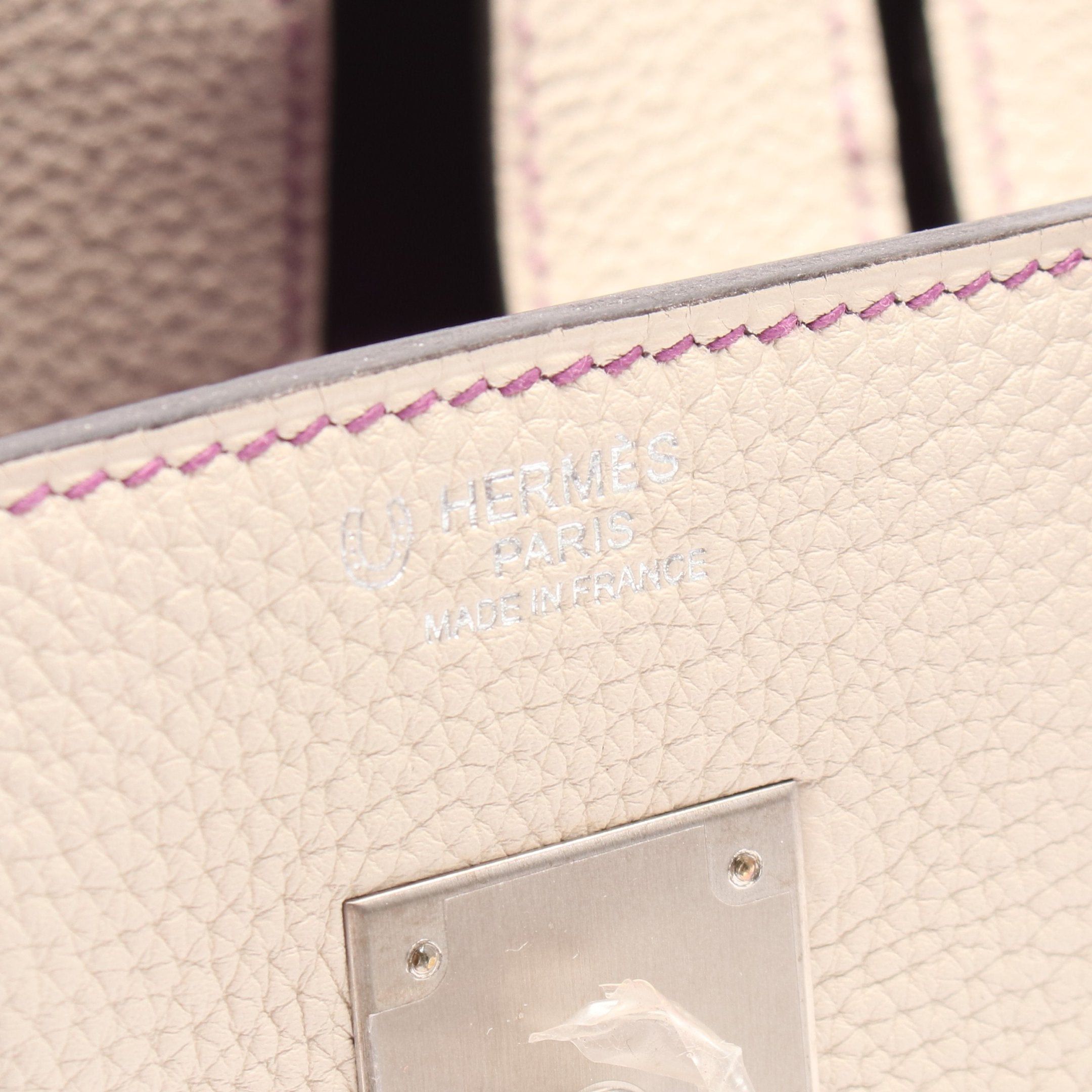 Hermes Hermes Birkin 30 Betton Anemone Handbag Togo Ivory Purple Matte Silver Hardware Personal Order Y Stamp Size ONE SIZE - 4 Thumbnail