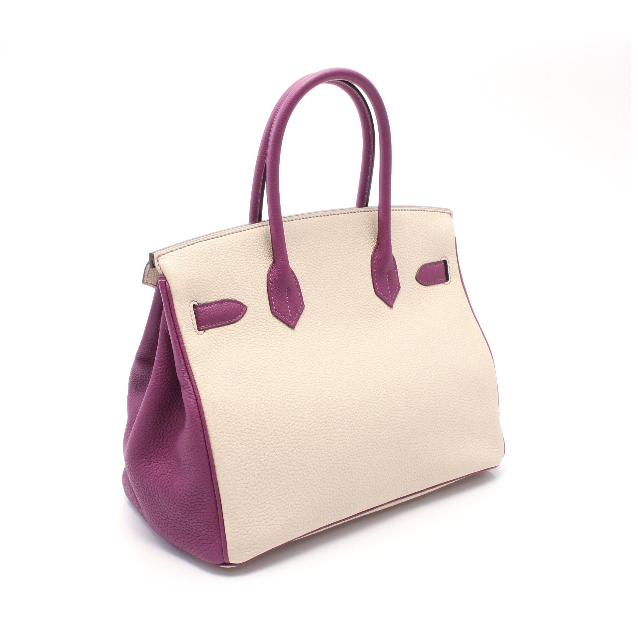 Hermes Hermes Birkin 30 Betton Anemone Handbag Togo Ivory Purple Matte Silver Hardware Personal Order Y Stamp Size ONE SIZE - 2 Thumbnail