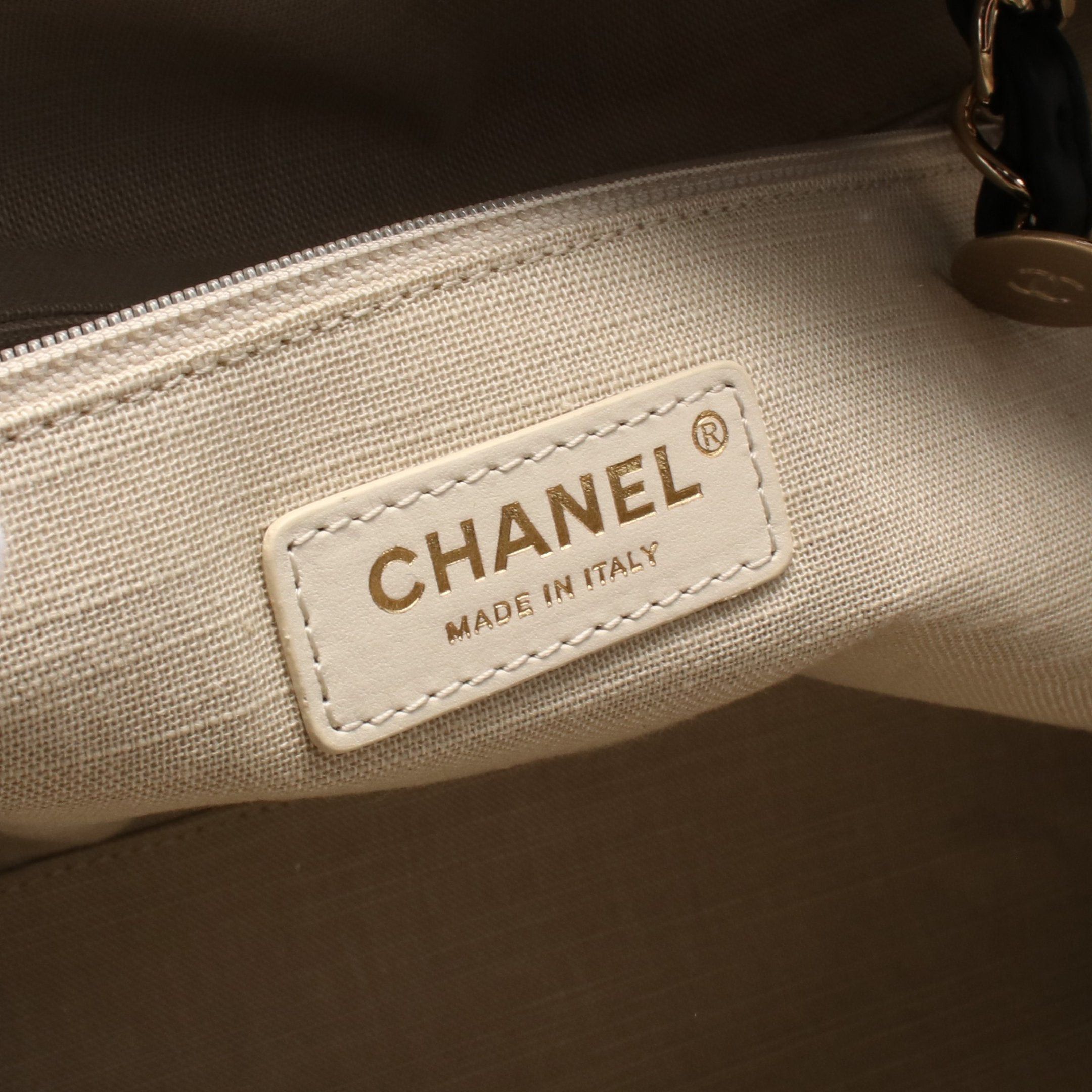 Chanel Chanel Deauville Boston Bag Chain Shoulder Canvas Leather Navy Gold Hardware Size ONE SIZE - 4 Thumbnail