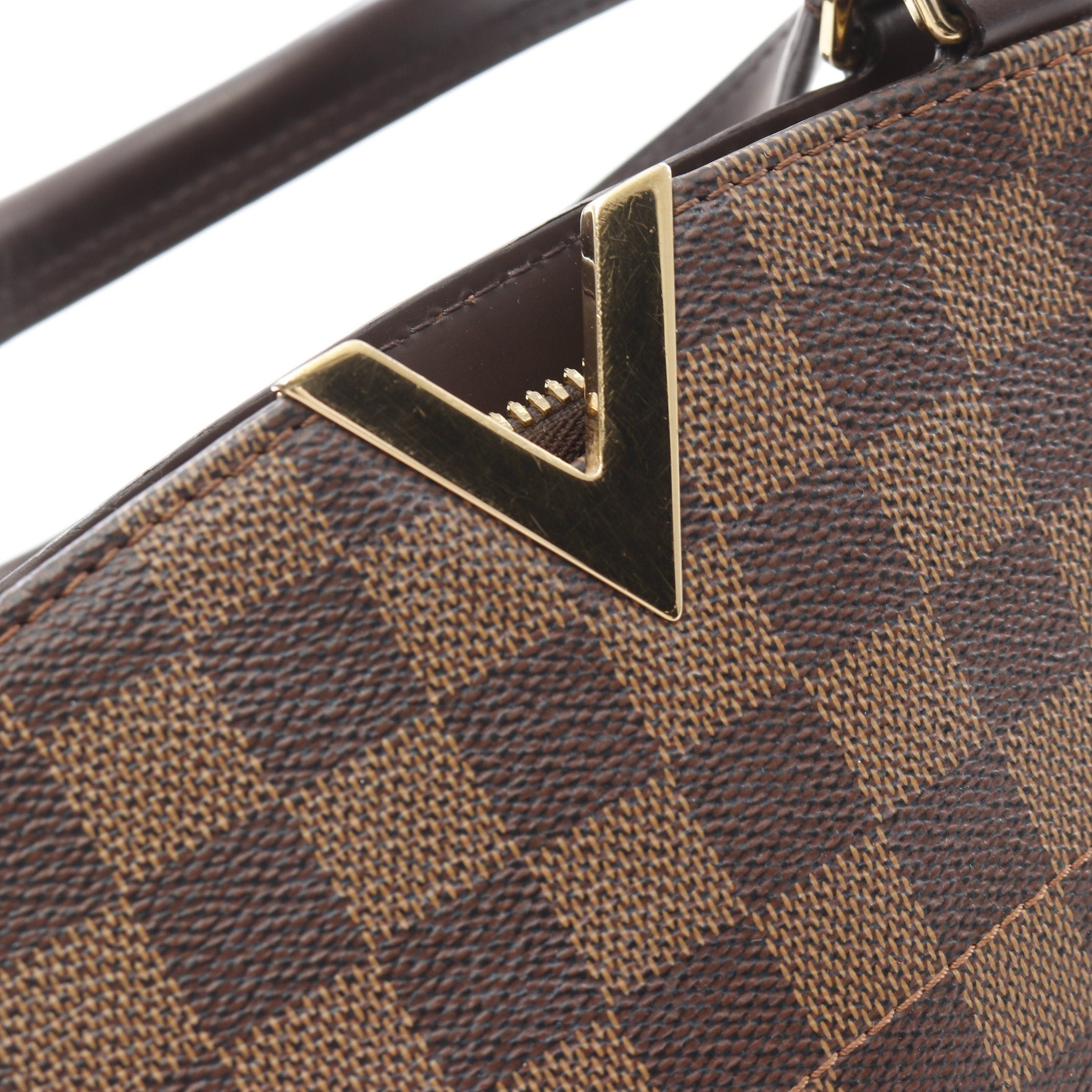 Louis Vuitton Louis Vuitton Kensington Bowling Bag Damier Ebene Handbag Leather Brown Size ONE SIZE - 10 Thumbnail