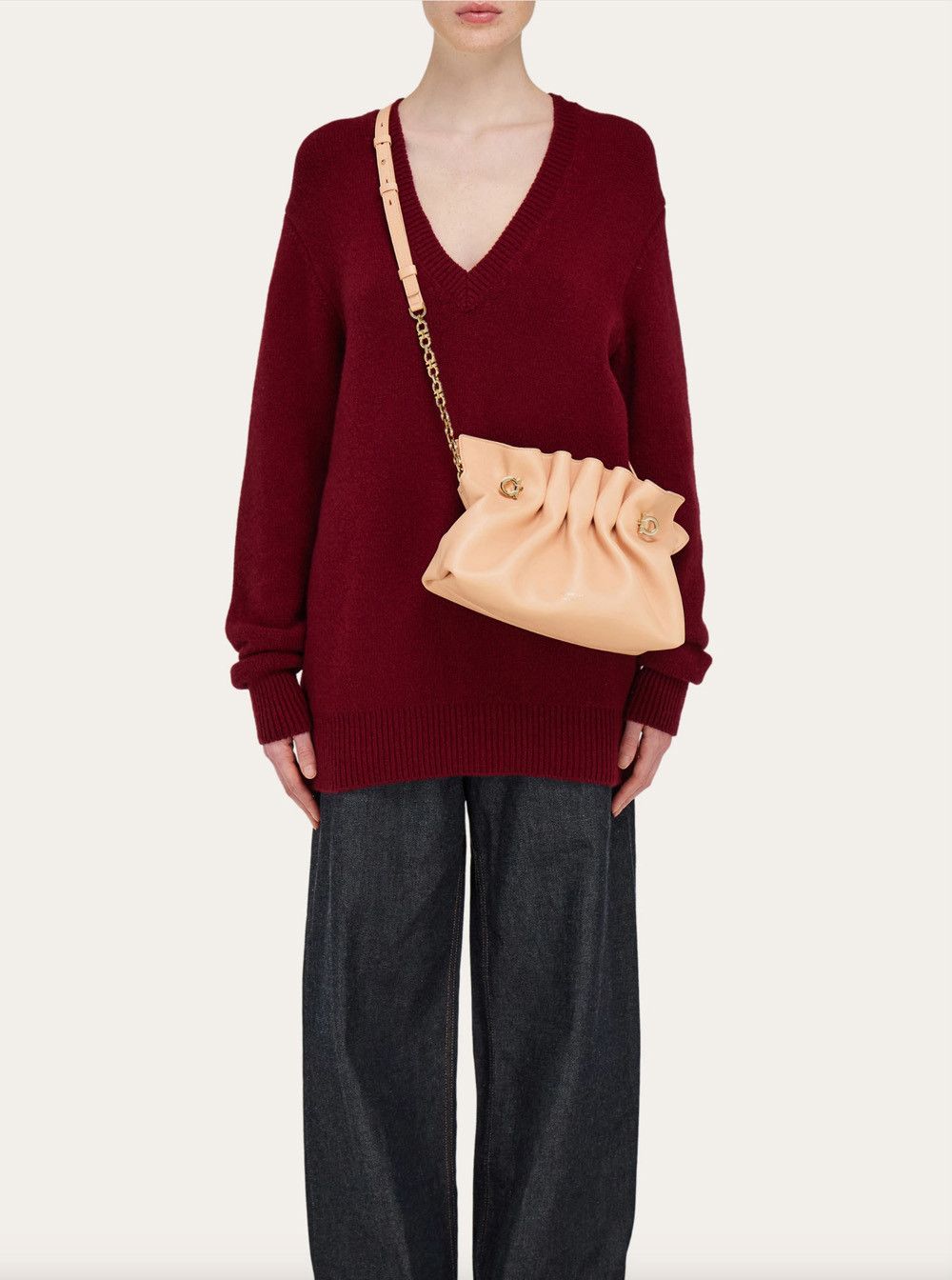 Salvatore Ferragamo Pink Crossbody Bag with Chain-Link Handle and Gancini Plaque on the Front in Leather Woman Size ONE SIZE - 7 Thumbnail