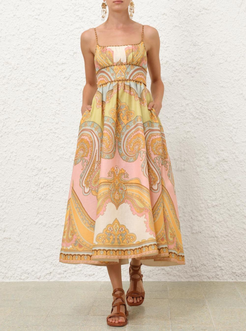 Zimmermann 'Maxine' Multicolor Dress with All-Over Graphic Print in Linen Woman Size S / US 4 / IT 40 - 4 Thumbnail