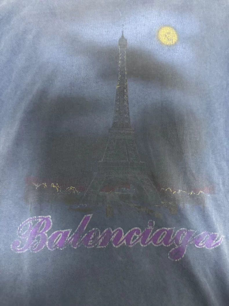 Balenciaga Balenciaga Eiffel Tower Blue Oversized T-Shirt - dmc Size US M / EU 48-50 / 2 - 2 Thumbnail