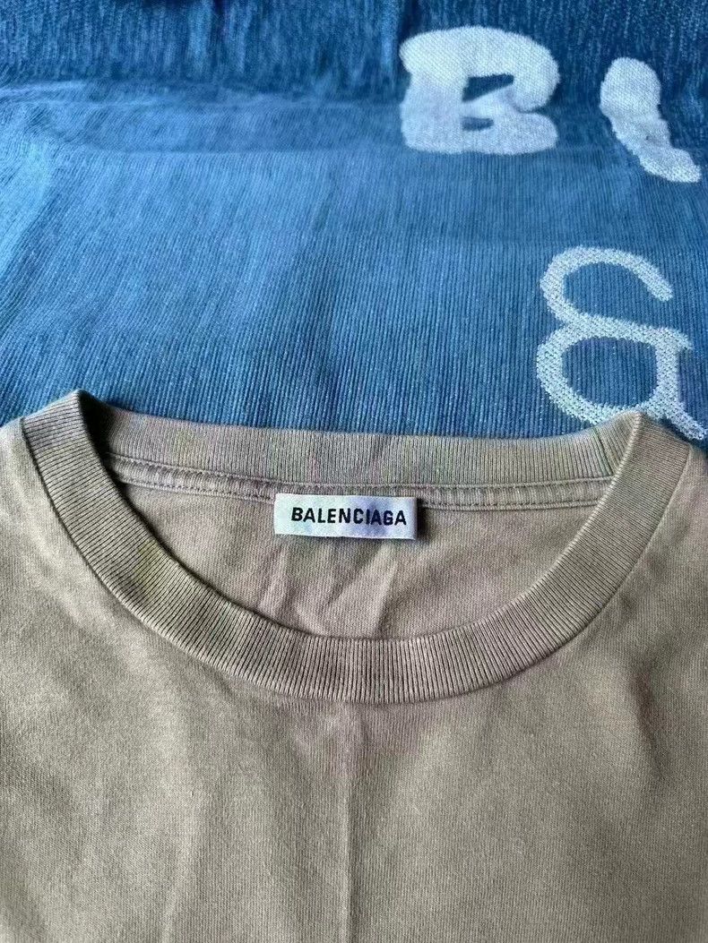 Balenciaga Balenciaga Khaki Crown Short Sleeve T-Shirt - dmc Size US M / EU 48-50 / 2 - 2 Thumbnail