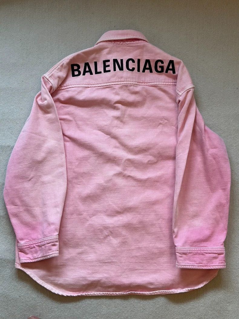 Balenciaga Balenciaga Pink Logo Denim Shirt - dmc Size US M / EU 48-50 / 2 - 3 Thumbnail