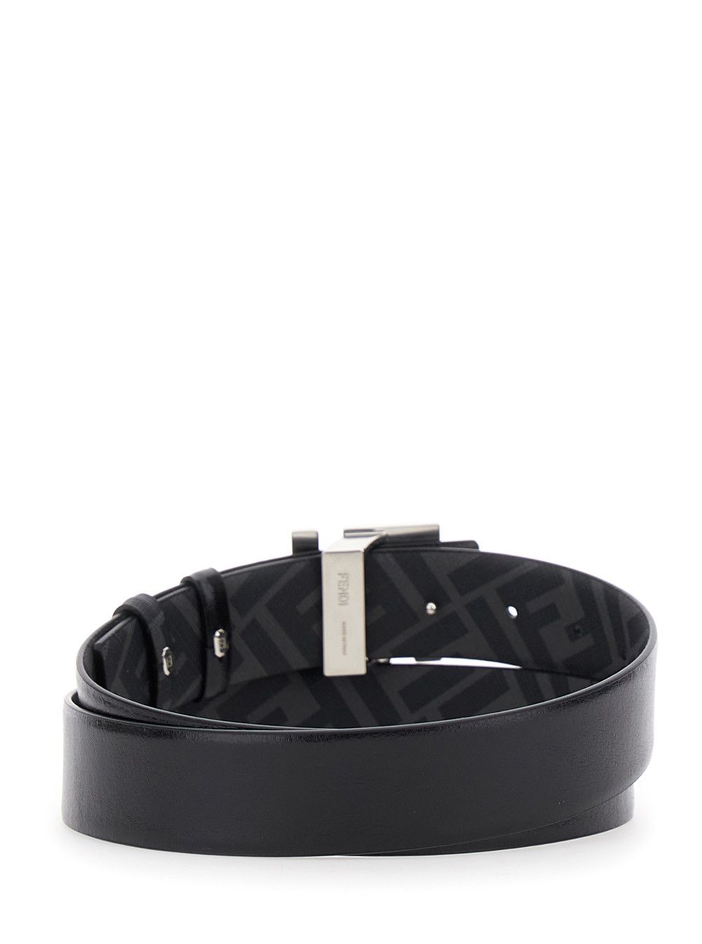 Fendi Black Reversible Belt with FF Logo Buckle in Leather Man Size ONE SIZE - 3 Thumbnail