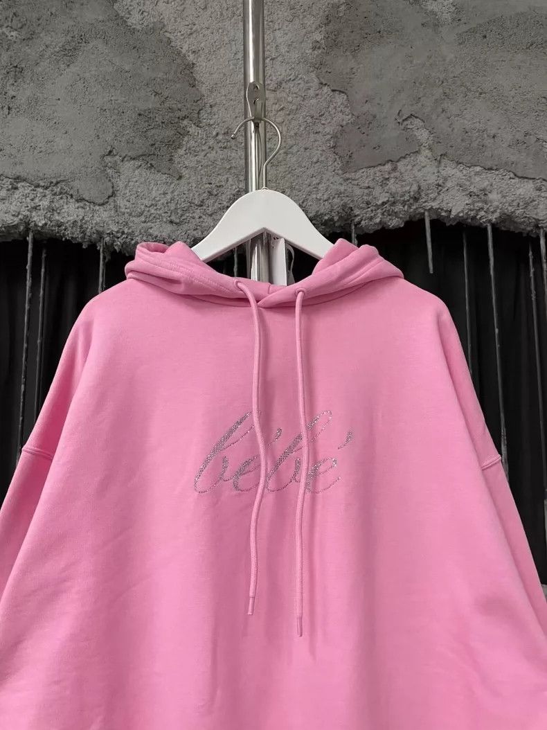 Balenciaga Balenciaga Pink BeBe Rhinestone Hoodie - dmc Size US S / EU 44-46 / 1 - 3 Thumbnail